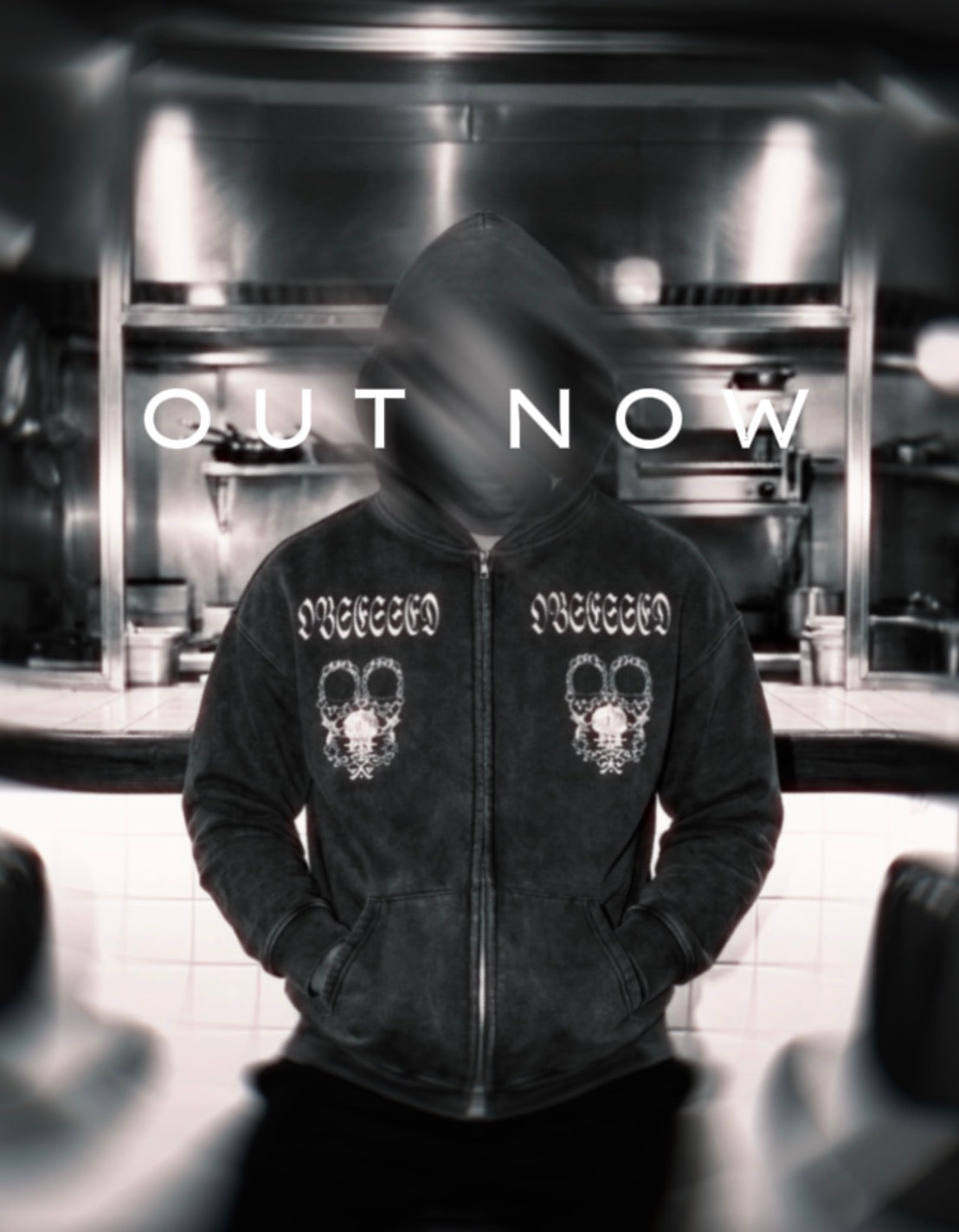 OBSESSED Underground Streetwear Full-Zip Rhinestone Hoodie