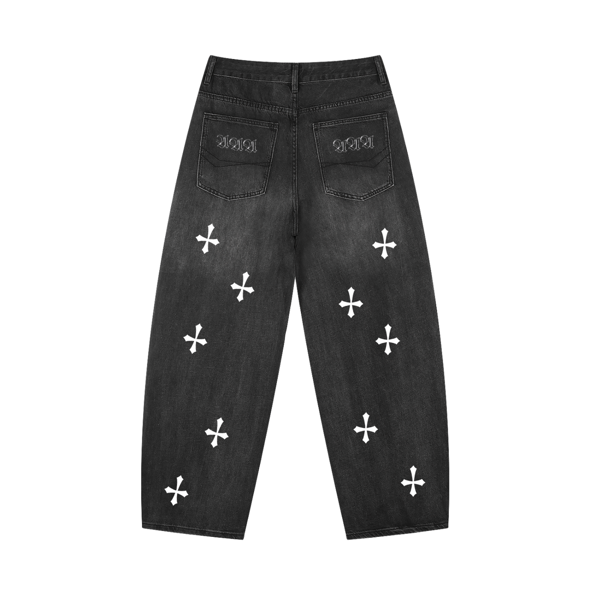 BLACKOUT Y2K Gothic Cross Embroidered Denim Pants